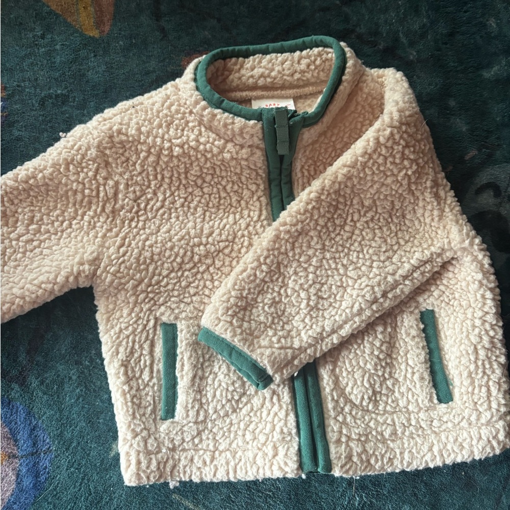Cat & Jack Cream and Green Kids Jacket